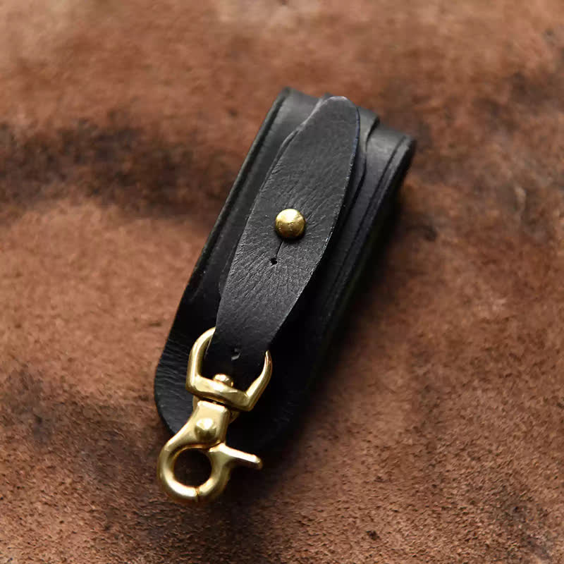 Porte-clés en cuir fait main avec boucle de ceinture