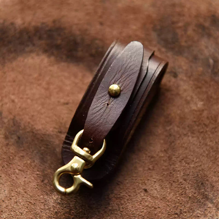 Porte-clés en cuir fait main avec boucle de ceinture