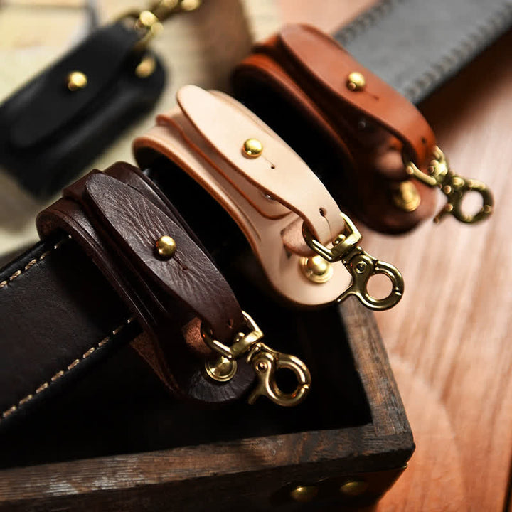 Porte-clés en cuir fait main avec boucle de ceinture