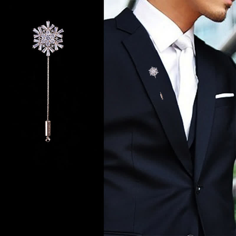 Broche en forme de fleur de flocon de neige en cristal artificiel scintillant