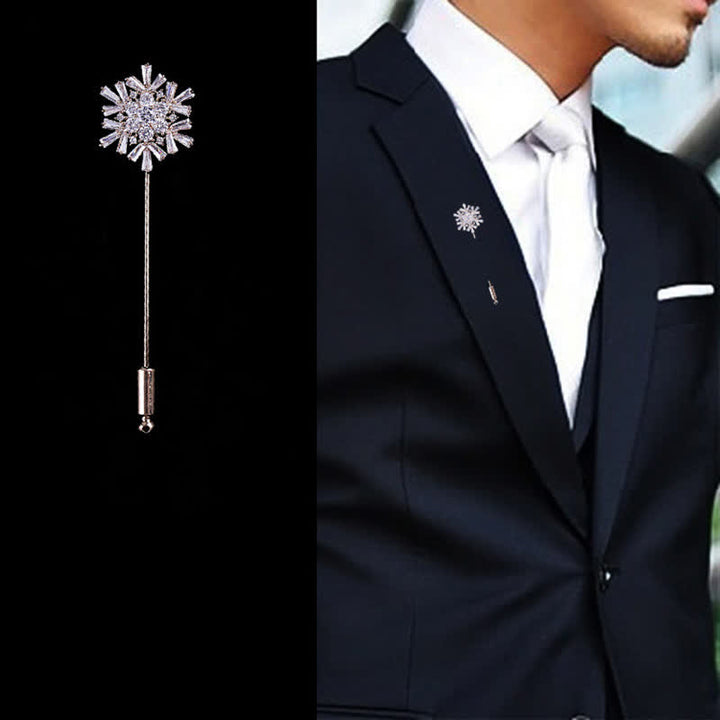 Broche en forme de fleur de flocon de neige en cristal artificiel scintillant