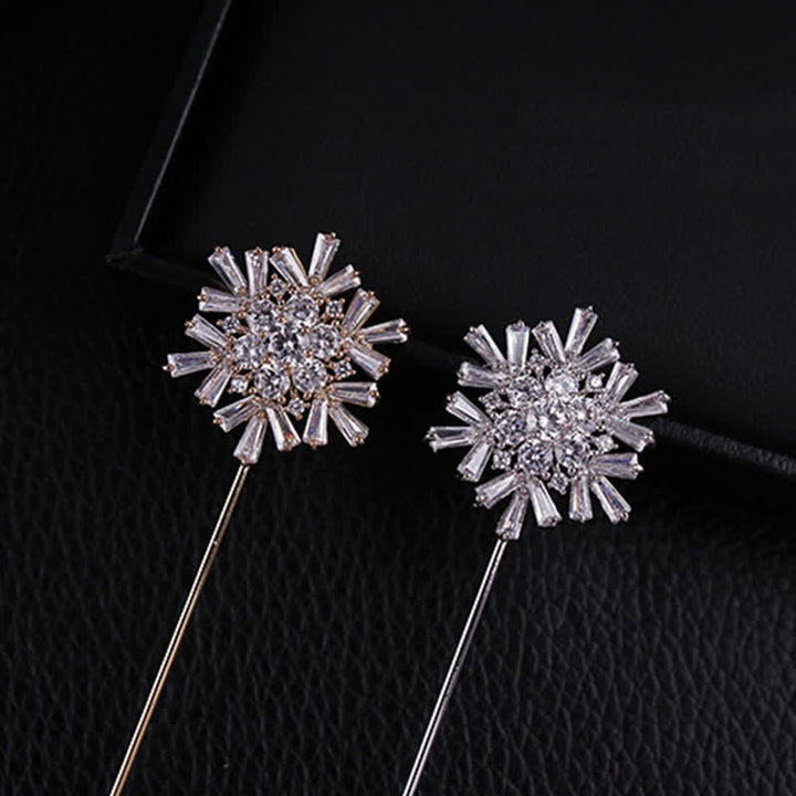 Broche en forme de fleur de flocon de neige en cristal artificiel scintillant