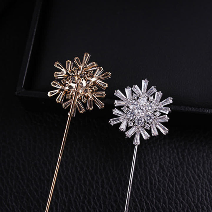 Broche en forme de fleur de flocon de neige en cristal artificiel scintillant