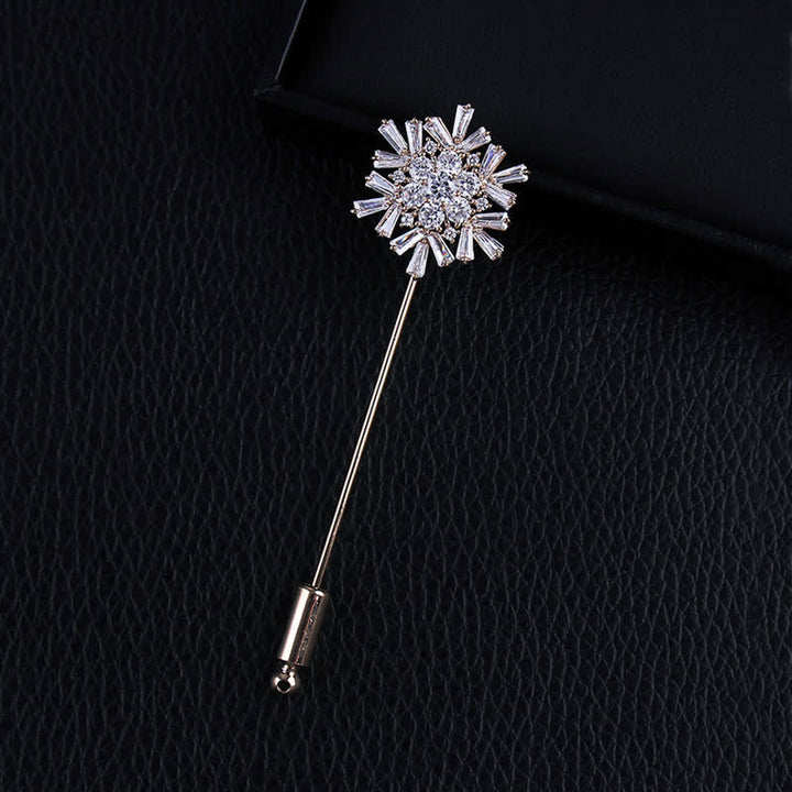 Broche en forme de fleur de flocon de neige en cristal artificiel scintillant