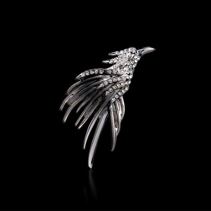 Broche exquise en strass pour homme avec ailes déployées en forme d'aigle