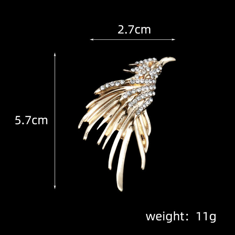Broche exquise en strass pour homme avec ailes déployées en forme d'aigle