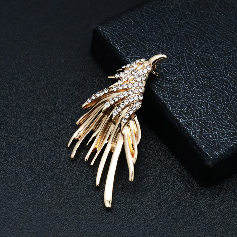 Broche exquise en strass pour homme avec ailes déployées en forme d'aigle