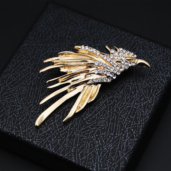 Broche exquise en strass pour homme avec ailes déployées en forme d'aigle