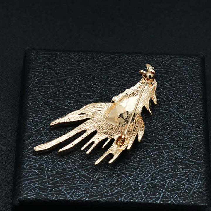 Broche exquise en strass pour homme avec ailes déployées en forme d'aigle