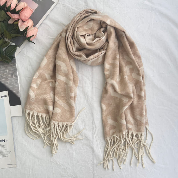 Écharpe unisexe en jacquard à motif géométrique abstrait rustique