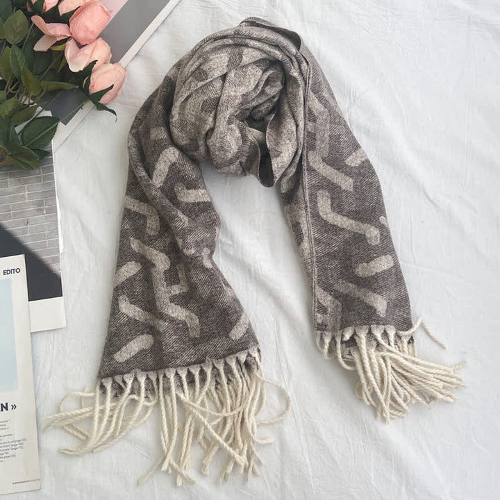 Écharpe unisexe en jacquard à motif géométrique abstrait rustique
