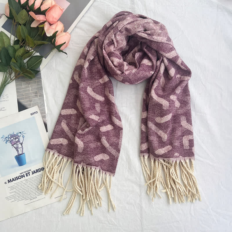Écharpe unisexe en jacquard à motif géométrique abstrait rustique