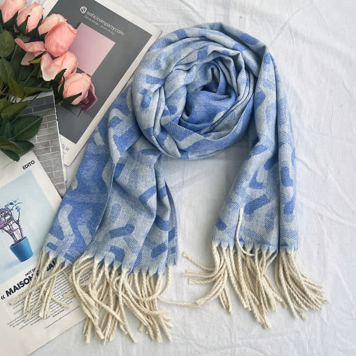 Écharpe unisexe en jacquard à motif géométrique abstrait rustique