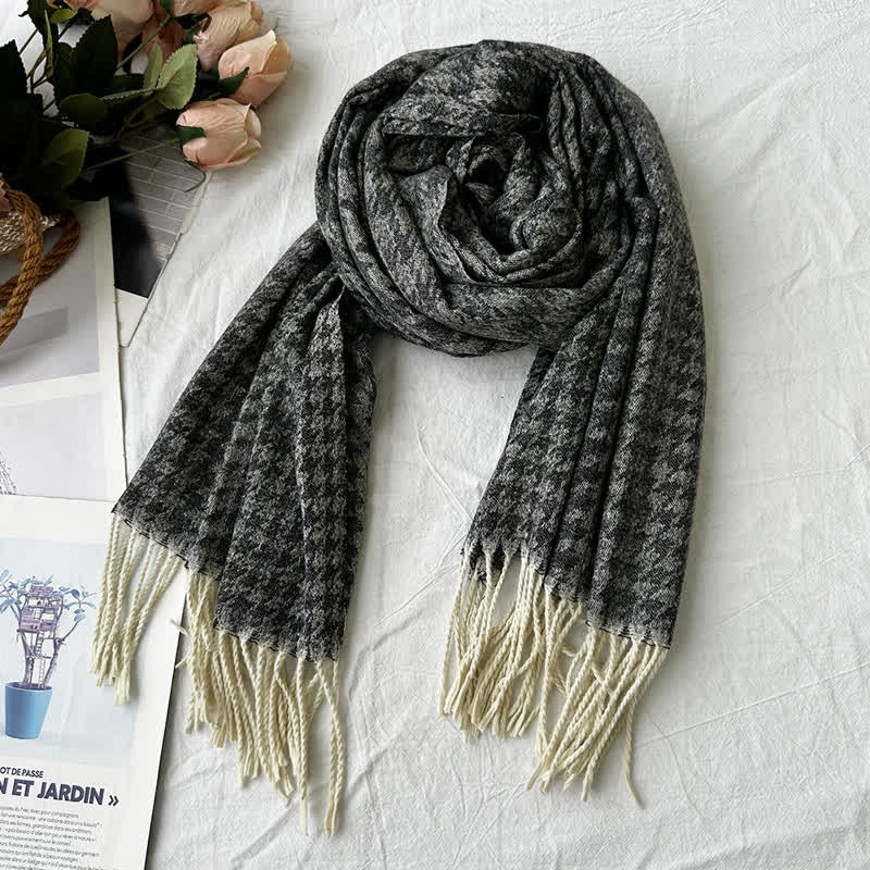 Écharpe unisexe en jacquard à motif géométrique abstrait rustique