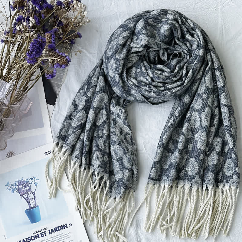 Écharpe unisexe en jacquard à motif géométrique abstrait rustique