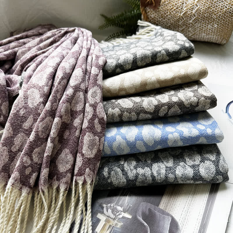 Écharpe unisexe en jacquard à motif géométrique abstrait rustique