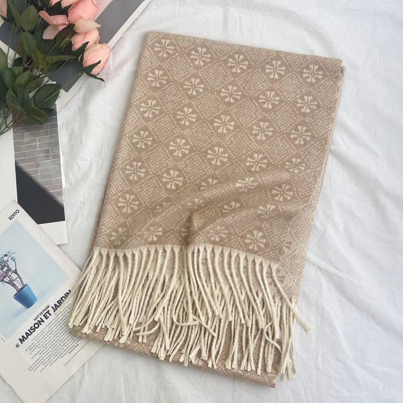 Écharpe unisexe en jacquard à motif géométrique abstrait rustique