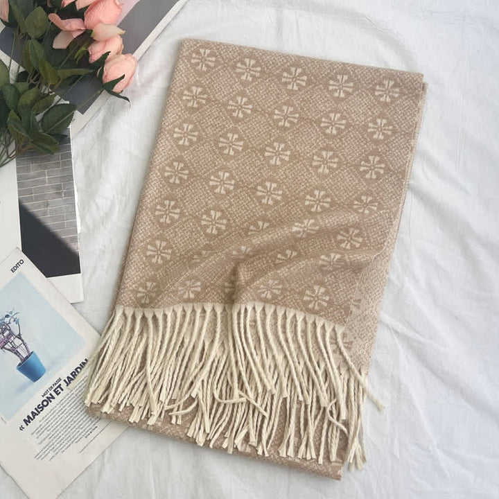 Écharpe unisexe en jacquard à motif géométrique abstrait rustique