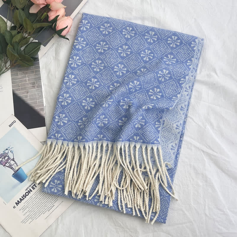 Écharpe unisexe en jacquard à motif géométrique abstrait rustique