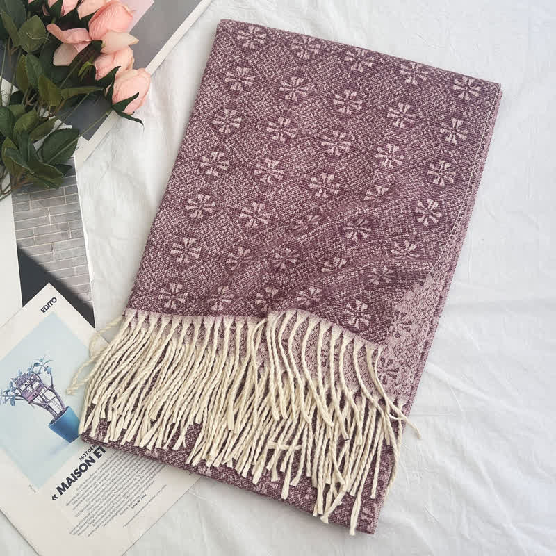 Écharpe unisexe en jacquard à motif géométrique abstrait rustique