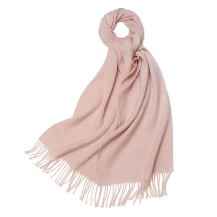 Écharpe unisexe à franges en pure laine de couleur unie