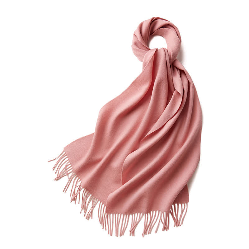 Écharpe unisexe à franges en pure laine de couleur unie
