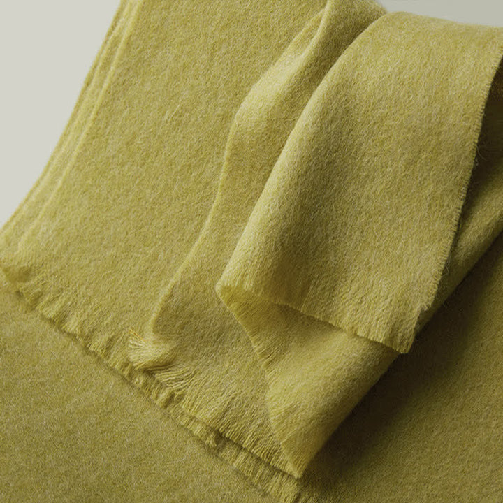 Châle chaud unisexe, couleur unie simple, écharpe en pure laine - image 3