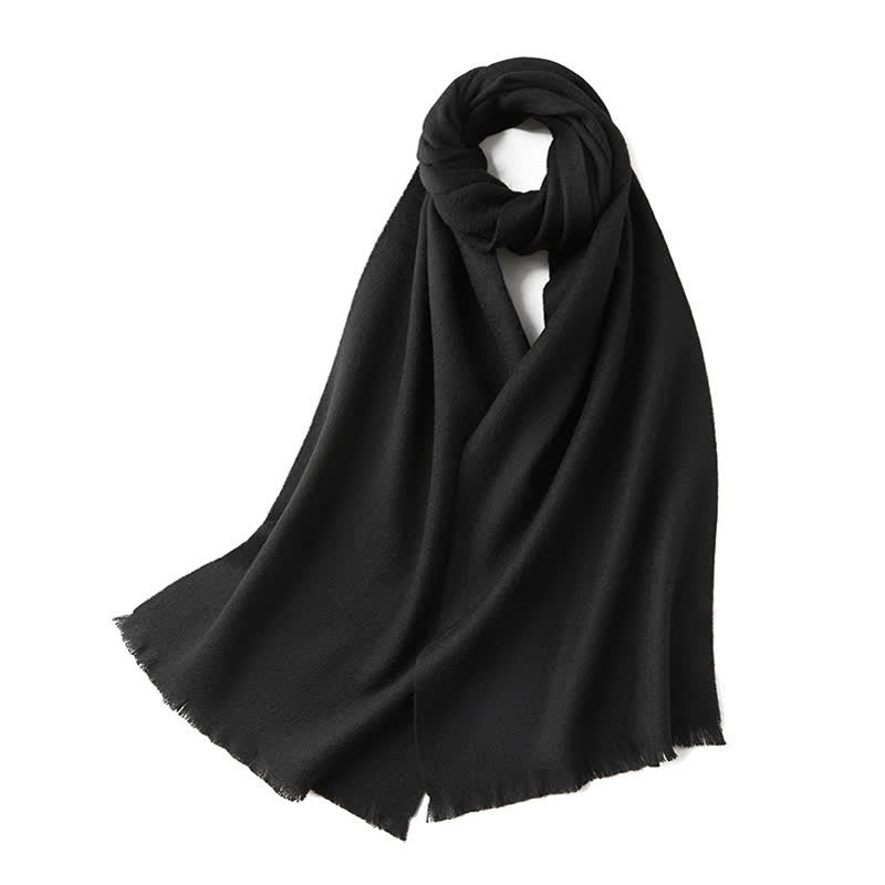 Écharpe unisexe chaude en pure laine de couleur unie simple