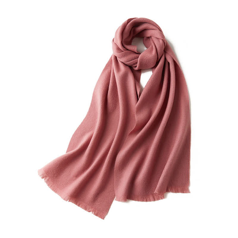 Châle chaud unisexe, couleur unie simple, écharpe en pure laine - LightCoral - image 20