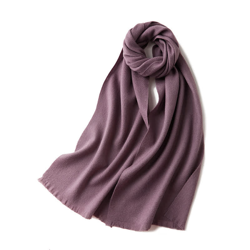 Châle chaud unisexe, couleur unie simple, écharpe en pure laine - Violet - image 12