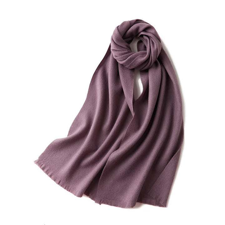Châle chaud unisexe, couleur unie simple, écharpe en pure laine - Violet - image 12