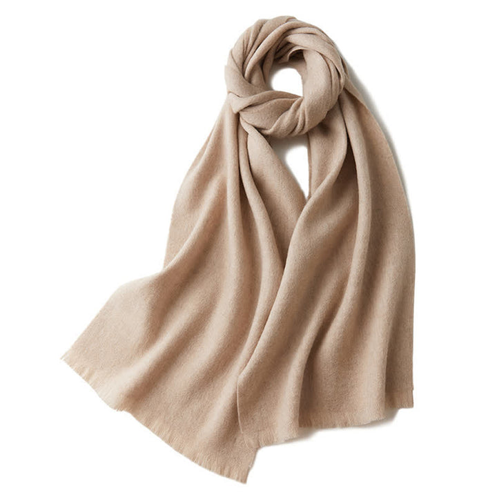 Châle chaud unisexe, couleur unie simple, écharpe en pure laine - Beige - image 6