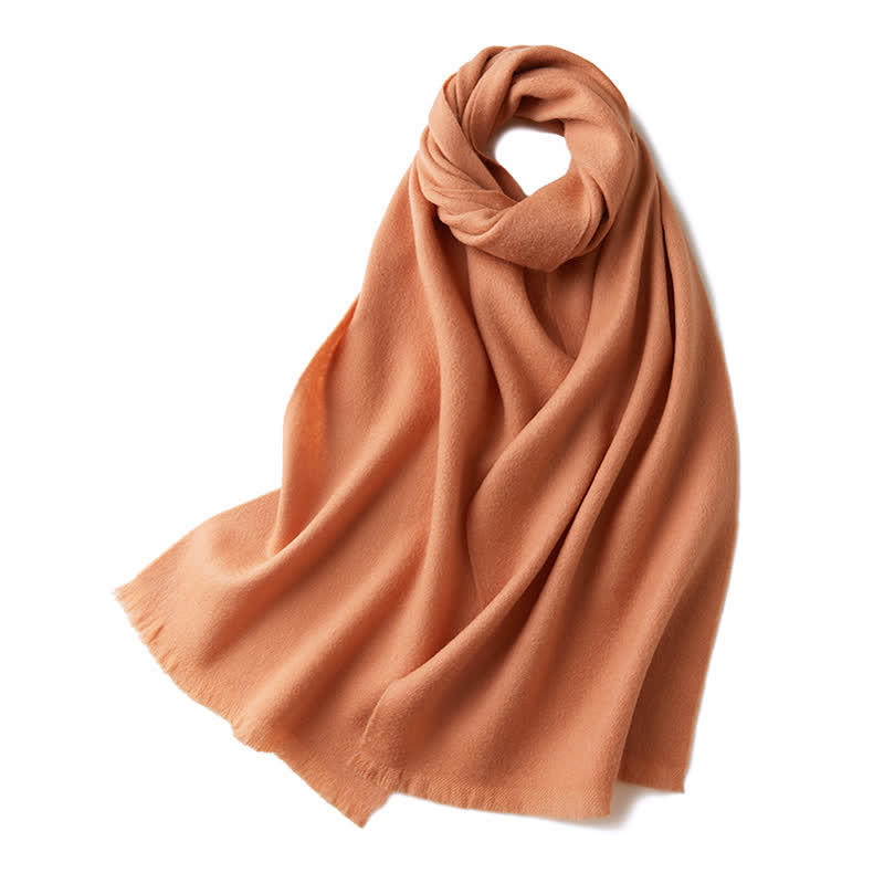 Châle chaud unisexe, couleur unie simple, écharpe en pure laine - Corail - image 16