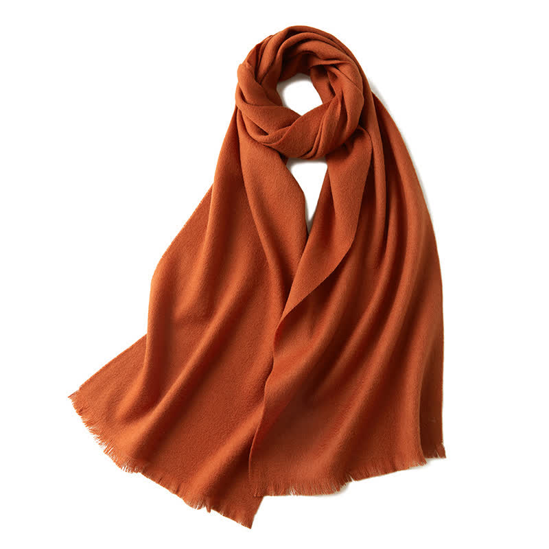 Châle chaud unisexe, couleur unie simple, écharpe en pure laine - Orange rouge - image 17
