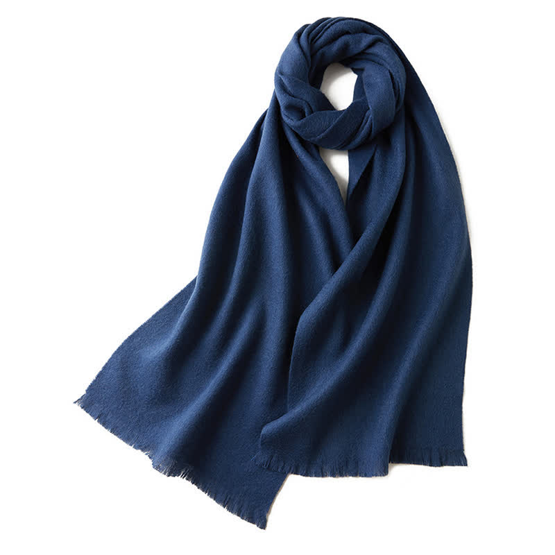 Écharpe unisexe chaude en pure laine de couleur unie simple
