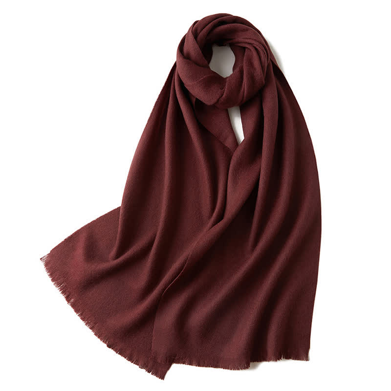 Écharpe unisexe chaude en pure laine de couleur unie simple