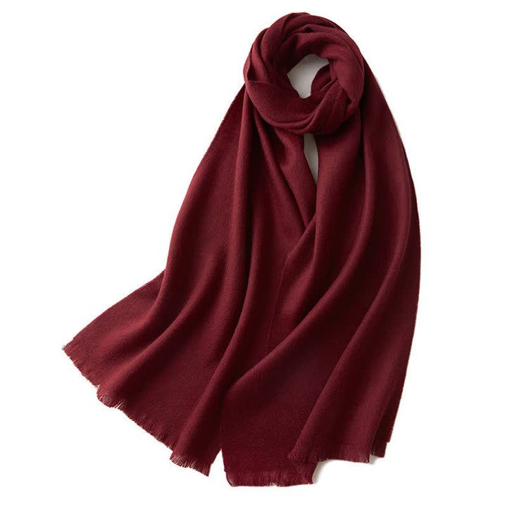 Écharpe unisexe chaude en pure laine de couleur unie simple