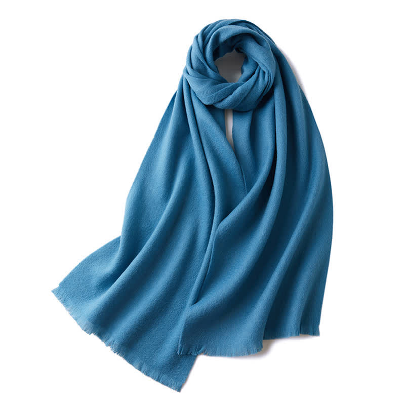 Écharpe unisexe chaude en pure laine de couleur unie simple