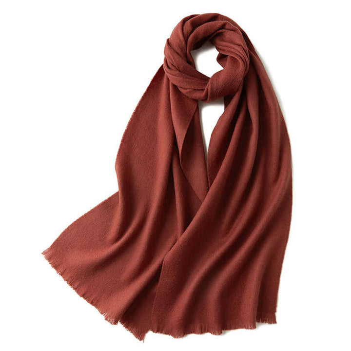 Châle chaud unisexe, couleur unie simple, écharpe en pure laine - FireBrick - image 13