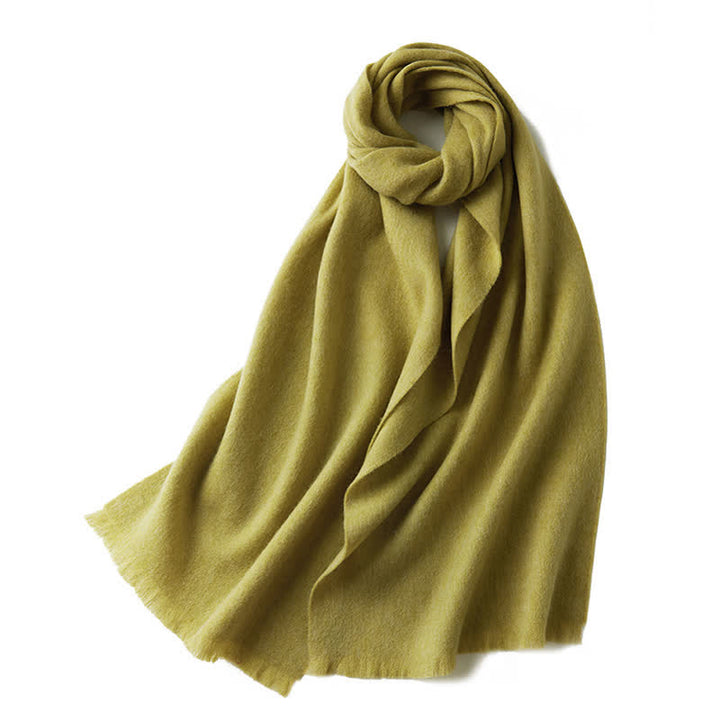 Châle chaud unisexe, couleur unie simple, écharpe en pure laine - JauneVert - image 22