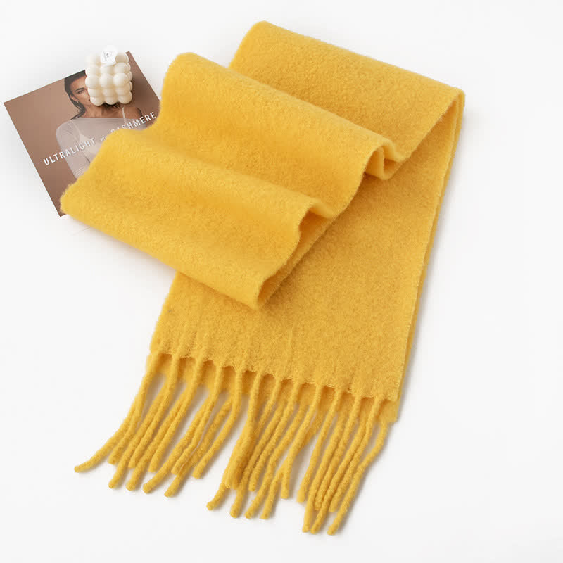 Écharpe unisexe en cachemire à franges de couleur unie