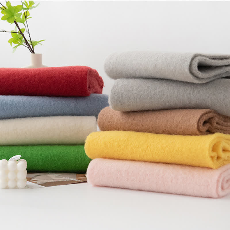 Écharpe unisexe en cachemire à franges de couleur unie