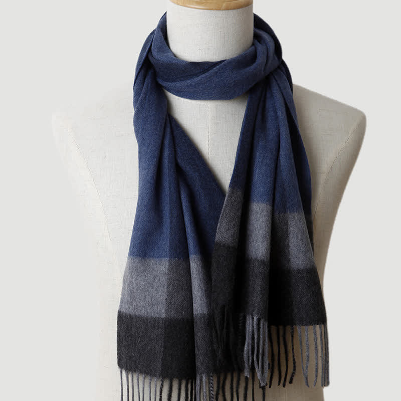 Écharpe en cachemire à carreaux assortis en trois couleurs pour homme