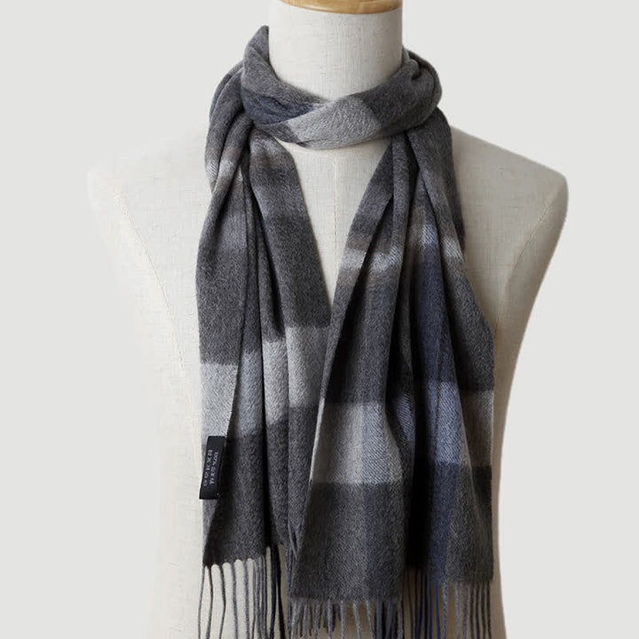 Écharpe en cachemire à carreaux assortis en trois couleurs pour homme