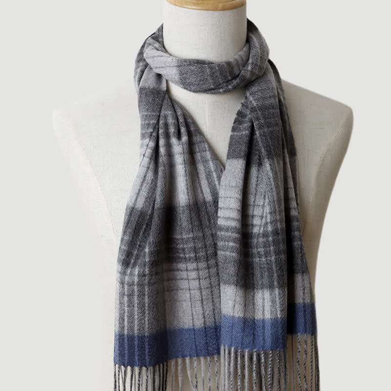 Écharpe en cachemire à carreaux assortis en trois couleurs pour homme