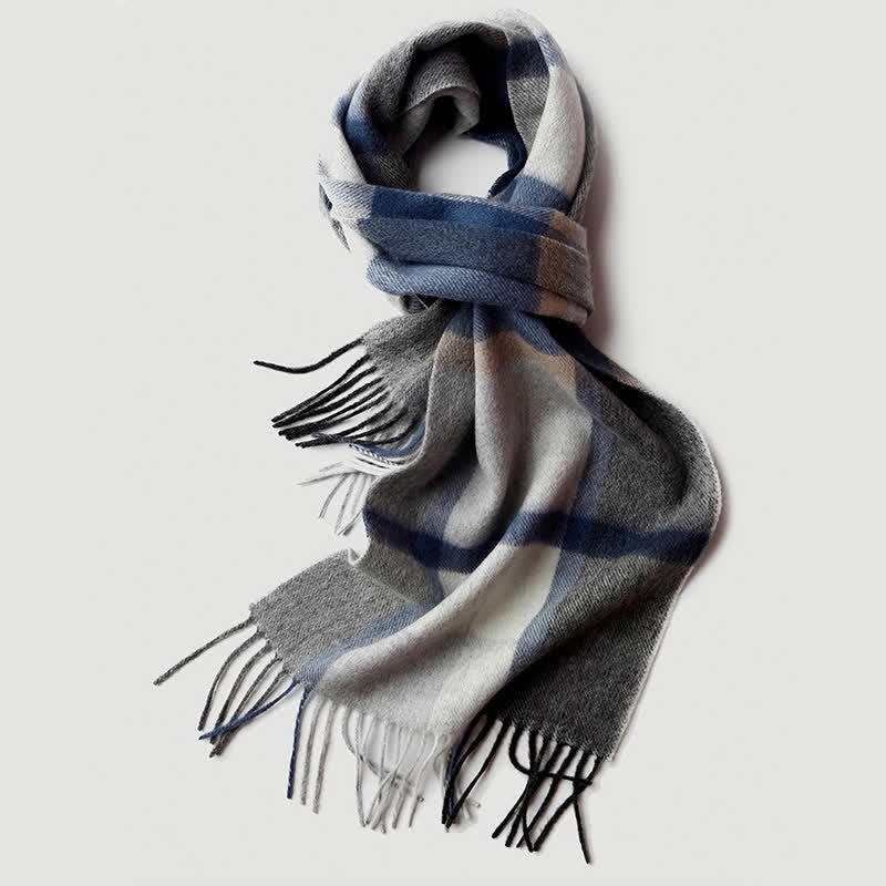 Écharpe en cachemire à carreaux assortis en trois couleurs pour homme