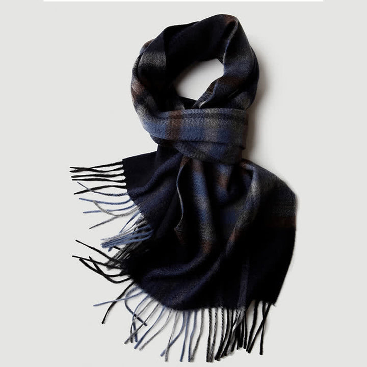 Écharpe en cachemire à carreaux assortis en trois couleurs pour homme
