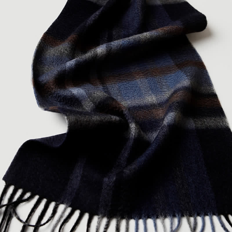 Écharpe en cachemire à carreaux assortis en trois couleurs pour homme