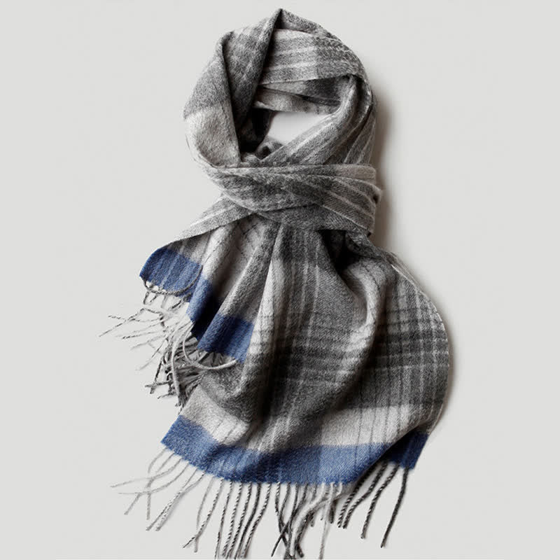 Écharpe en cachemire à carreaux assortis en trois couleurs pour homme