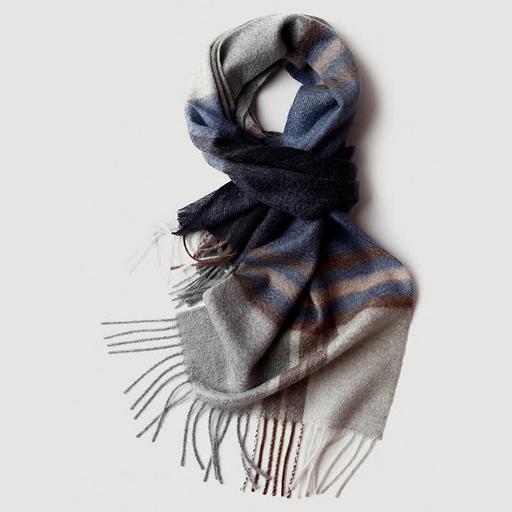 Écharpe en cachemire à carreaux assortis en trois couleurs pour homme